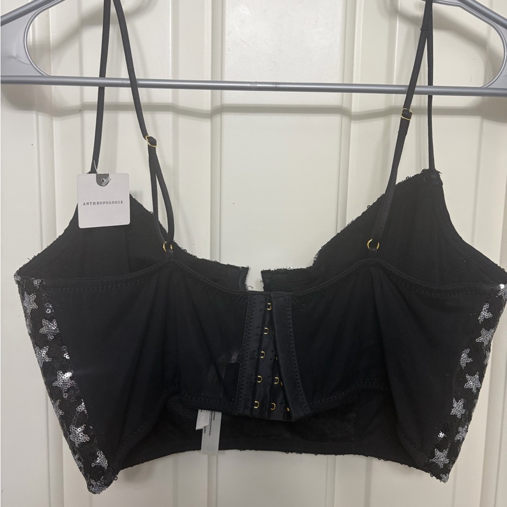 Anthropologie Black Sequin Star Bralette - Picture 5 of 13